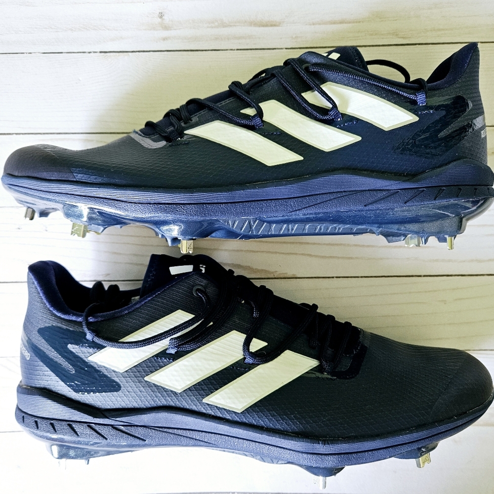 Adidas Adizero Afterburner Size 15 Men's Metal Baseball Cleats Navy Blue White